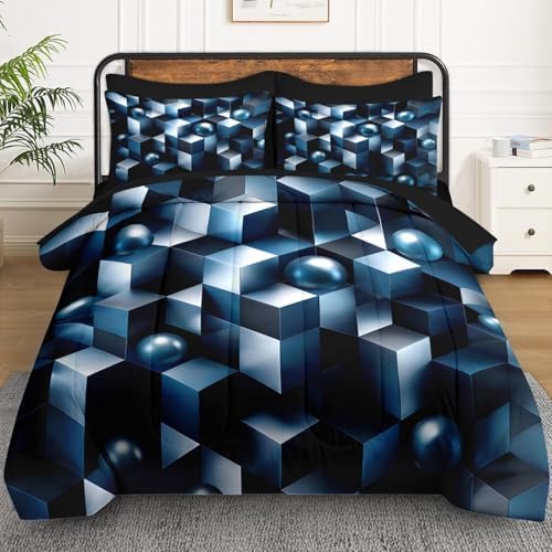 WeCozy Queen Comforter Set with Sheets, 7 Pieces Geometric Modern Bedding - Image 2
