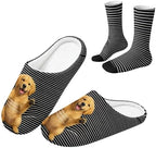 Womens Fuzzy Slipper with Socks Warm Cozy House Slipper and Socks Set Plush Winter Shoes for Indoor by Baxinh