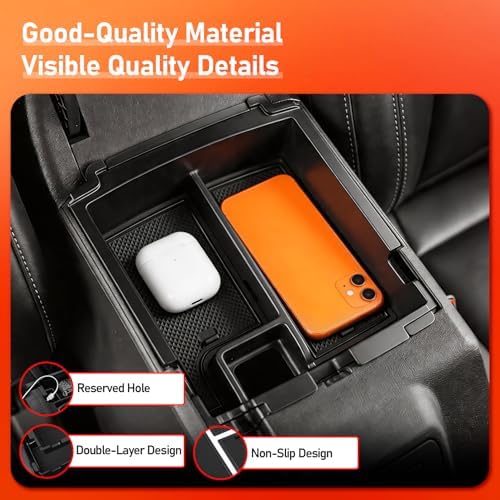 Upgraded Double Layer Center Console Organizer for Ford Bronco 2026 2025 4 Door, Armrest Storage Box with Non-Slip Mat for Bronco Interior Accessories (Not Compatible with Sport/2 Door) - Image 4