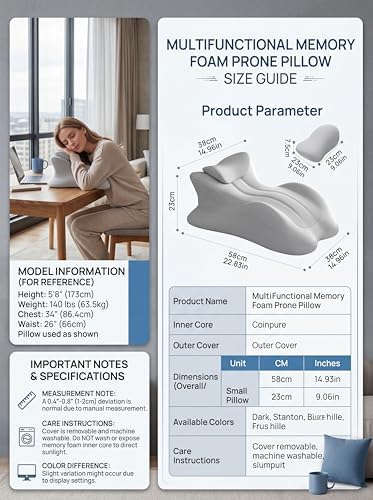 Ergonomic Contour Memory Foam Back Support Pillow for Reading&Bed Rest,Lumbar Support Pillow for Bed,Neck Support Pillow,Comfort Daily Relax Cushion (Dual Grey + Pillow, 22.83 × 14.96 × 9.06 inches) - Image 2