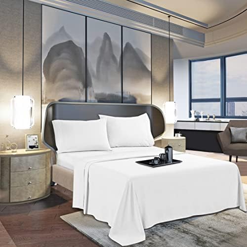 Mocassi King Sheet Set - Luxury Hotel 1800 Premier Bedding Sheets & Pillowcases - Ultra Soft Breathable & Cooling Bed Sheets - Deep Pocket - Wrinkle Resistant - 4 Piece Set - King, White - Image 3