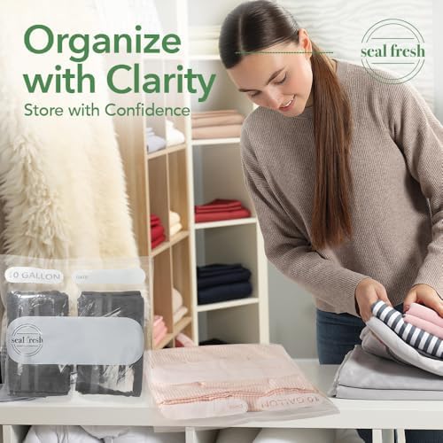 Seal Fresh 10 Gallon Large Plastic Storage Bags - 24 x 24 Inch (30 Count) - Reusable Write-On XXL Extra Large Big Oversized Clear Jumbo Zip Top Bags with Sealable Zipper for Clothes, Travel, Moving - Image 5