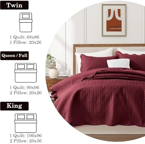 IR Imperial Rooms King Quilt Burgundy Leaf 8 Pack for Hotel Guest Room - Image 5
