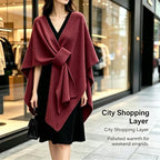 Fleece Drape Shawl Wrap for Women, Open Front Poncho Daily & Occasion Wear - Image 3