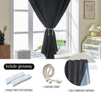 AJAZZ 100% Blackout Shades Window Cover Self Adhesive Curtains Sticky Curtain Portable Easy Open Black Out Curtains for Bedroom Living Room No Drilling (Black, 59" W x 84" L 1 Panel) - Image 2