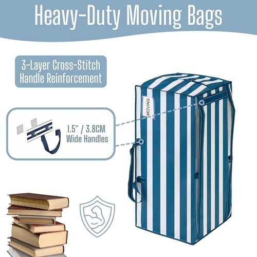 VENO 8 Pack Heavy Duty Moving Bags with Backpack Straps, Zippers & Handles, Extra Large Packing Bags for College Dorm Essentials, Moving Supplies Alternative to Cardboard Moving Boxes - Image 3