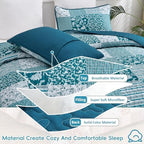 Mybedsoul Boho Queen Quilts, Patchwork Floral Bedding Set, Teal Blue - Image 3
