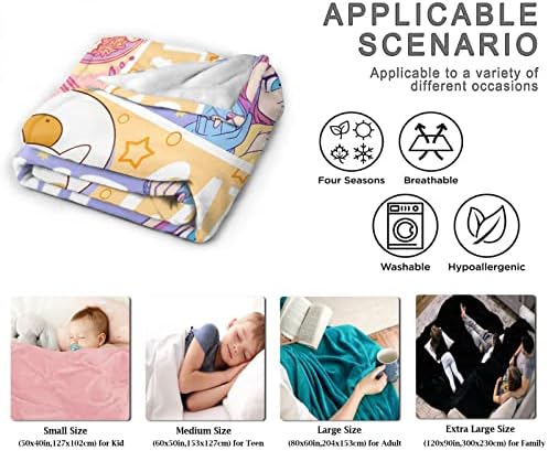 Anime Throw Blanket, Anime Gifts for Girls, Kawaii Cats Ramen Decor - Image 6