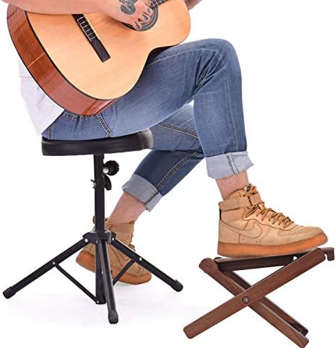 Wood Guitar Foot Stool Black Walnut Solid Wood Footrest 3-Level Adjustable Height Folding Widen Guitar Pedal - Image 5