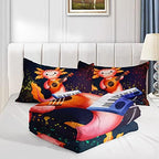 HOSIMA Kids Bedding Set for Bedroom Decor-Under Colorful Background Cute Cartoon Axolotl Comforter with 2 Pillowcases. - Image 3