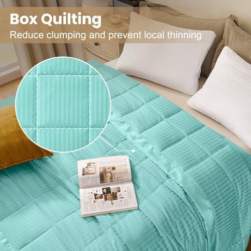 downluxe Down Alternative Blanket for Bed, Satin Trim, Queen, Mint Green - Image 2