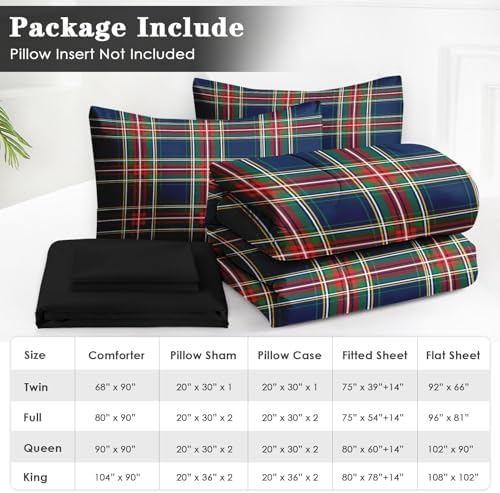 WeCozy Twin Comforter Set with Sheets, 5 Pieces Plaid Tartan Bedding - Image 6