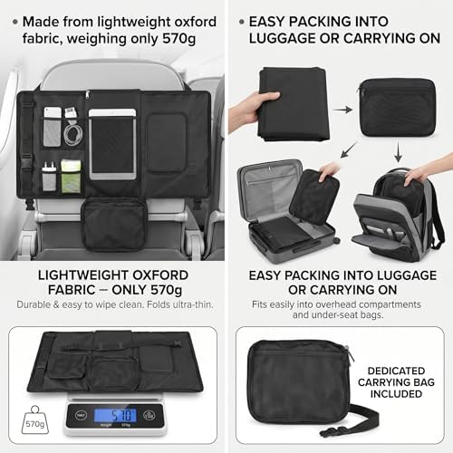 Toddler Travel Bed, Toddler Airplane Bed, Lightweight Airplane Foot Hammock with Storage Bag, Adjustable Travel for Flights - Black - Image 4