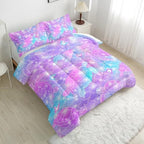 Nttopship Pink Dream Turtle Comforter Set - Twin Size, Kids Bedding with Sparkling Fish Scale Theme, All Season Comforter and 2 Pillowcases - Image 3