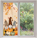 Window Privacy Film Frosted, Thanksgiving Fall Non-Adhesive Static Cling Window Tint, Gnomes Pumpkin Flower Maple Leaf Plaid Insulated Windows Frosted Films for Living Room, 35.4 x 78.7 Inches by Unknown