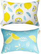 Outdoor Patio Chaise Lounge Small Headrest Waterproof Pillows with Insert & Adjustable Elastic Stripe,Garden Furniture Sofa Office Chair Seat Yellow 2 Pack by vmgreen