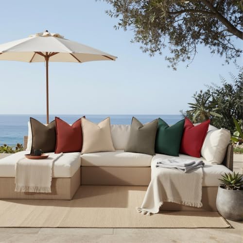 decorUhome Outdoor Waterproof Faux Linen Throw Pillow Covers 22x22 Set of 2 - Image 6