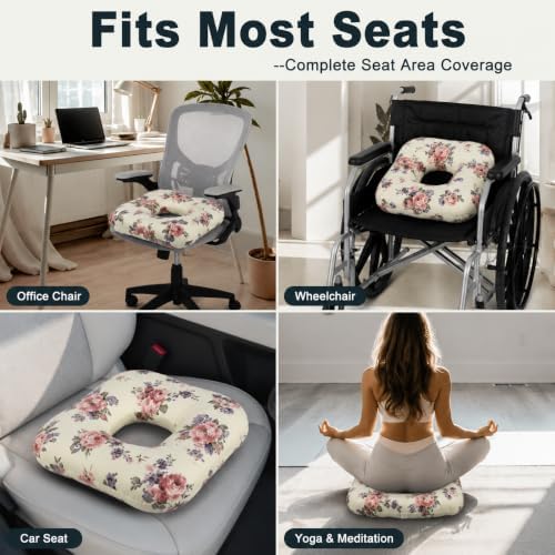 Anti-Slip Wheelchair Cushions, Bed Sore Cushions for Butt, Ergonomic Innovations Orthopedic Donut Pillow, Medical Seat Cushion for Sciatica, Back, Coccyx, Pressure Sore (Peach Rose) - Image 3