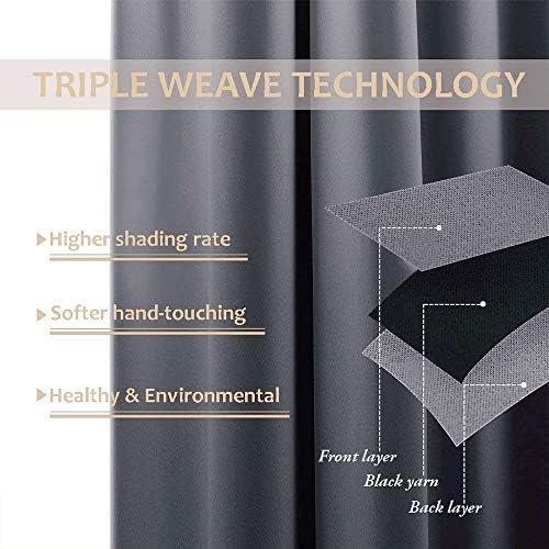 NICETOWN Thermal Patio Door Curtains - Grey Blackout Room Darkening Door Blinds for Sliding Glass with Grommet Top, Split Room Divider Curtains (Grey, 100 inches W x 108 inches L) - Image 3