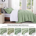 Love's cabin Twin Quilt Bedding Set Sage Bedspreads - Soft Bed Summer Lightweight Bedspread Comforter - Wave Pattern Bedding Coverlet for All Season - 2 Pieces (1 Quilt, 1 Pillow Sham) - Image 5