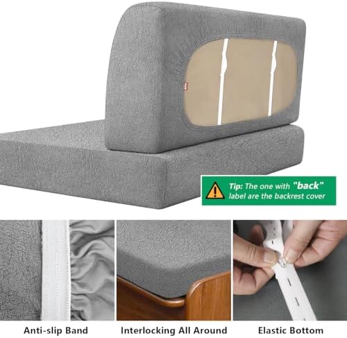 molasofa Leather Like RV Dinette Cushion Covers, RV Booth Seat Cover Stretchable Camper Cushion Couch Covers Washable Slipcovers for Camper Car Bench (2 Bench Cover & 2 Backrest Cover, Lightgray-256) - Image 6