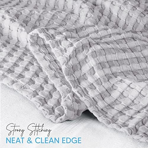 Utopia Bedding 100% Cotton Waffle Blanket Queen Size Silver, 90x90 Inch - Image 3