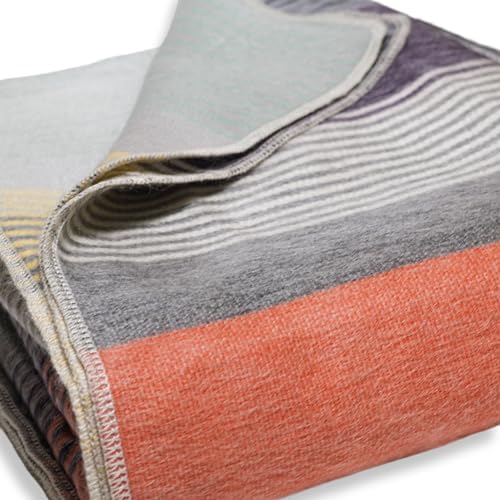 Alpaca Wool Throw Blanket | Warm, Ultra-Soft, 85" x 65" | Breathable, Non-Itchy Blanket-Throw | Hypoallergenic and Beautiful Fabric (Coral & White) - Image 2