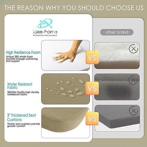 idee-home Outdoor Chair Cushions Set of 4, 17" x 17" D-Shaped - Image 3