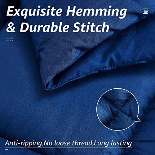HYLEORY All Season Twin Size Bed Comforter - Cooling Down Alternative Quilted Duvet Insert with Corner Tabs - Winter Warm - Machine Washable - Navy Blue - Image 5