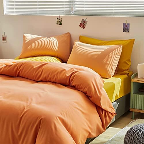 Luxlovery Peach Comforter Set King 3 Piece Modern Solid Color Soft Breathable Blanket Quilts Orange Pink Bedding Set - Image 5