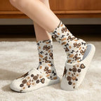 Jeiento Womens Fuzzy Slipper and Socks Winter Warm Gifts for Mom,Wam Cozy Indoor Socks Comfort Home Shoes - Image 2