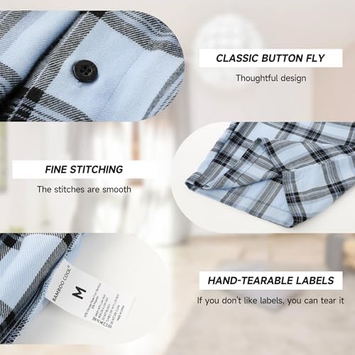 BAMBOO COOL Men's Pajama Bottoms Plaid Pajamas Pants Soft Lounge Woven Pj - Image 4