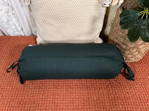 2 Pcs Cervical Neck Roll Pillow Cover with Drawstring Closures Round Neck Roll Pillow Case Cotton Bolster Pillowcases for Cylindrical Cushion (Bottle Green, 6X 24 inch (15x 60 cm)) - Image 4