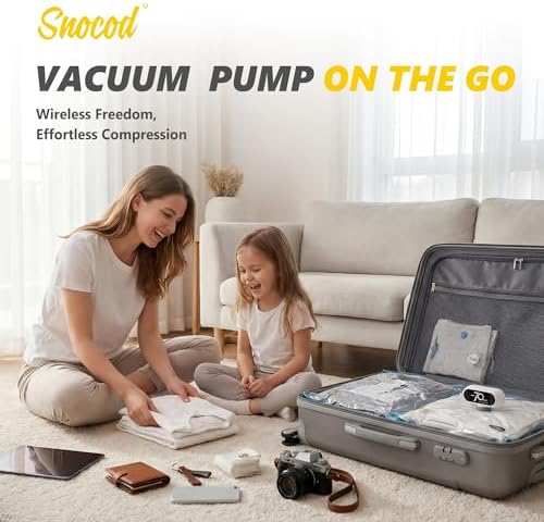 15 Pack Vacuum Storage Bags with Electric Pump, 70KPa Travel Space Saver Bags, Reusable Vacuum Seal Bags for Clothing, Suitcase, Travel & Home Use, White - Image 2