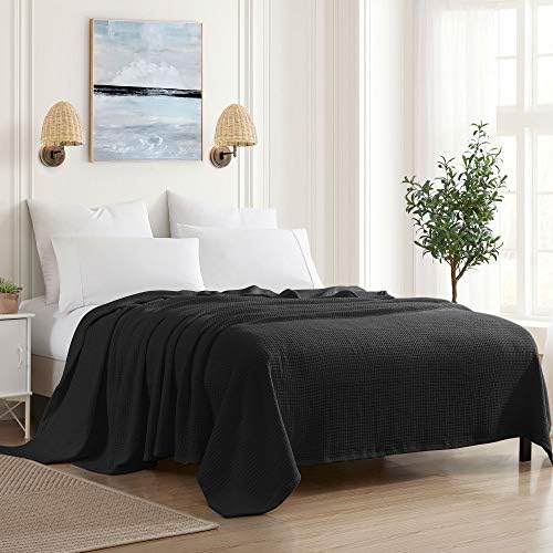 100% Fine Cotton Blanket Luxurious Weave Stylish Design Soft and Comfortable All Season Warmth, King, Black (Pack of 6) by SweetHomeCollection