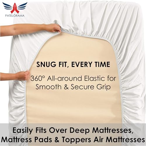 Bamboo Viscose Short King 6-PC Sheet 1000-TC 18" Extra Deep Pocket - White - Image 4