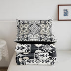Erosebridal Mexican Talavera Tile Full Bedding Set - Vintage Flower Mexico Comforter Set, Retro Floral Patchwork Quilt for Kids Adults, Exotic Ethnic Aesthetic Bedroom Decor - 2 Pillowcases - Image 7