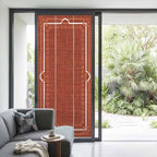 Window Privacy Film Frosted, Brick Red Botanical Non-Adhesive Static Cling Window Tint, Vintage Florals Geometric Minimalist Insulated Windows Frosted Films for Living Room, 35.4 x 78.7 Inches - Image 2
