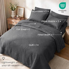 Love's cabin King Size Quilts Bedspreads, 7 Pieces Bed in a Bag, Dark Grey - Image 2
