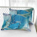 Nttopship Marble Comforter Set Sky Blue Marble Bedding Set Soft Microfiber Minimalist Comforter Sets Twin Size with 2 Pillowcases - Image 4