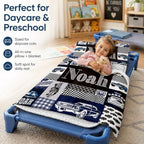 Personalized Toddler Nap Mat with Pillow and Blanket, Monogram Nap Mats for Preschool Daycare, Custom Thickened Large 55”x22.5” Sleeping Bag for Kids, Rollup Sleeping Mat for Boys Girls Gift - Image 6