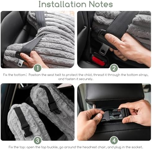 HIGOGOGO Car Pillow for Kids, Washable Travel Pillow, Upgraded Travel Pillows with Removable Soft Cover & High-Support Foam, Fix Neck and Body Sitting/Sleeping on The Trip, Dark Grey - Image 3