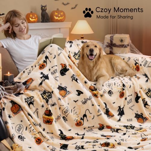 PHF Halloween Fleece Blanket King, 300GSM Plush Cozy Throw, Fall Decor - Image 4