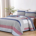WONGS BEDDING Queen Size Quilt Set, Boho Striped Patchwork Bedspread by WONGSBEDDING