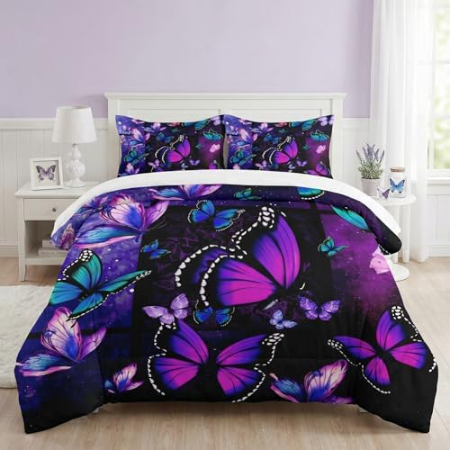 WeCozy King Comforter Set, 3 Pieces Butterfly Galaxy Bedding, All Season by WeCozyHomeDecor