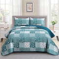 Mybedsoul Boho Queen Quilts, Patchwork Floral Bedding Set, Teal Blue by Mybedsoul
