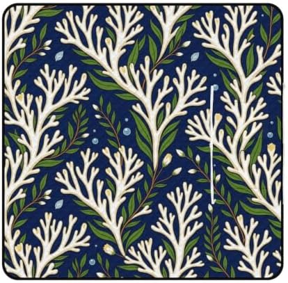Foldable Zipper Picnic Blankets Leaf Pattern Green Blue 78.7"x78.7" by Unknown