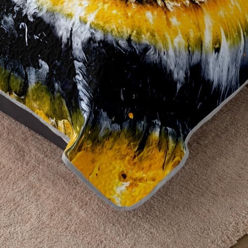 HOSIMA Yellow Abstract Tie Dye Spiral Boho Quilt King with 2 Pillowcases. - Image 4