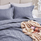 Love's cabin King Size Quilt Bedding Set Bluish Grey Bedspreads - Bed Summer Lightweight Bedspread Comforter - Wave Pattern Bedding Coverlet for All Season - 3 Pieces (1 Quilt, 2 Pillow Shams) - Image 7