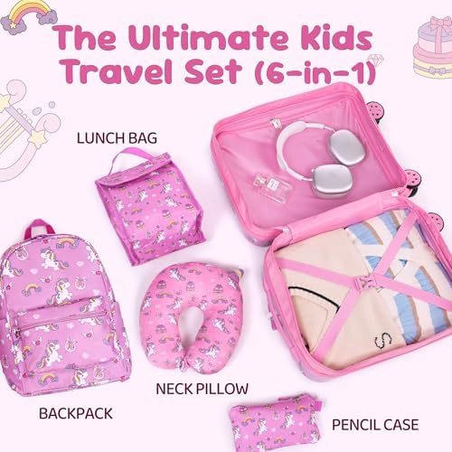 16’’ Kid’s Luggage Set with Spinner Wheels, Hardside with Suitcases,6 Piece - Image 4